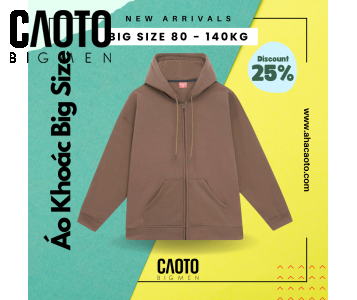 Áo Khoác Dây Kéo Nâu Nhạt Big Size 80-140KG