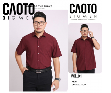 Áo Sơ Mi Nam Đỏ Đô Tay Ngắn Big Size 2XL 3XL 4XL 5XL 6XL 7XL