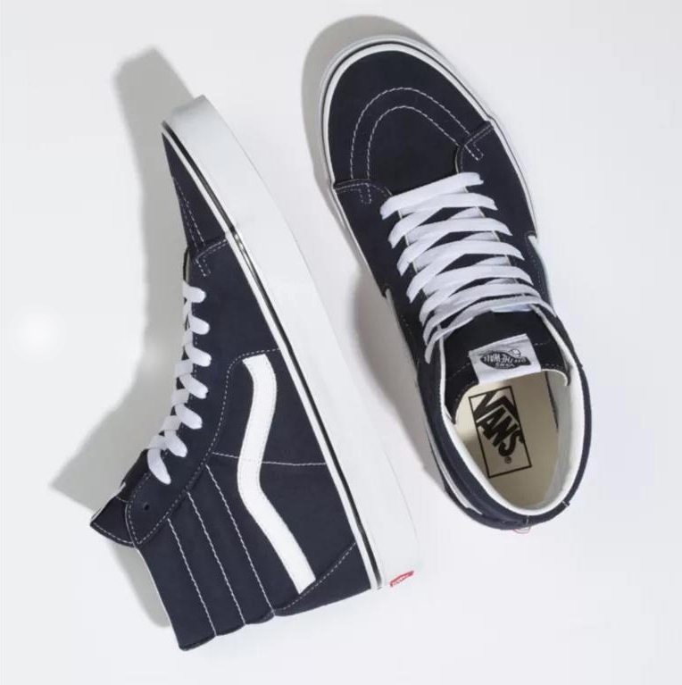 Giày Sneaker Cổ Cao Vans Big Size Sk8-HI Đen Viền Trắng