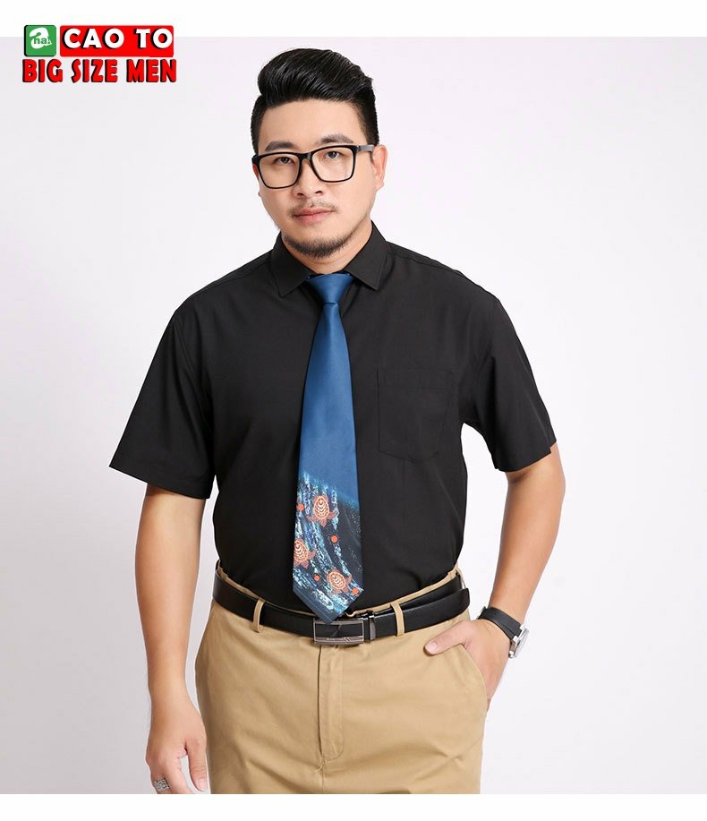 sơ mi nam đen trơn cho nam béo mập
