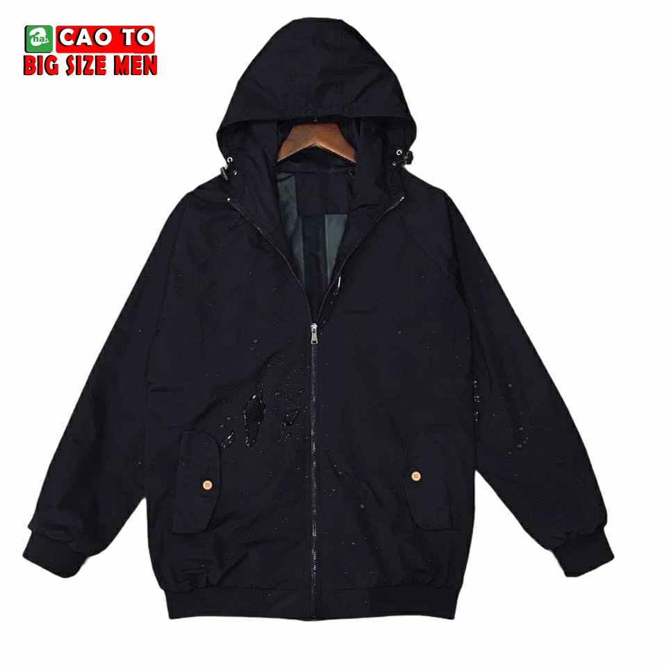 Áo khoác đen big size có nón 2xl 3xl 4xl 5xl 6xl