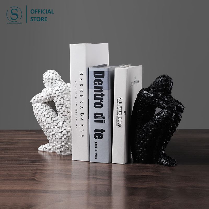 Tượng chặn sách tối giản khảm bookend màu đen trắng châu âu