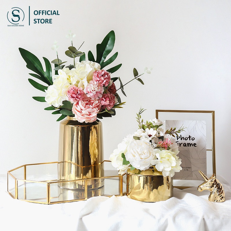bình hoa mạ vàng gold 1