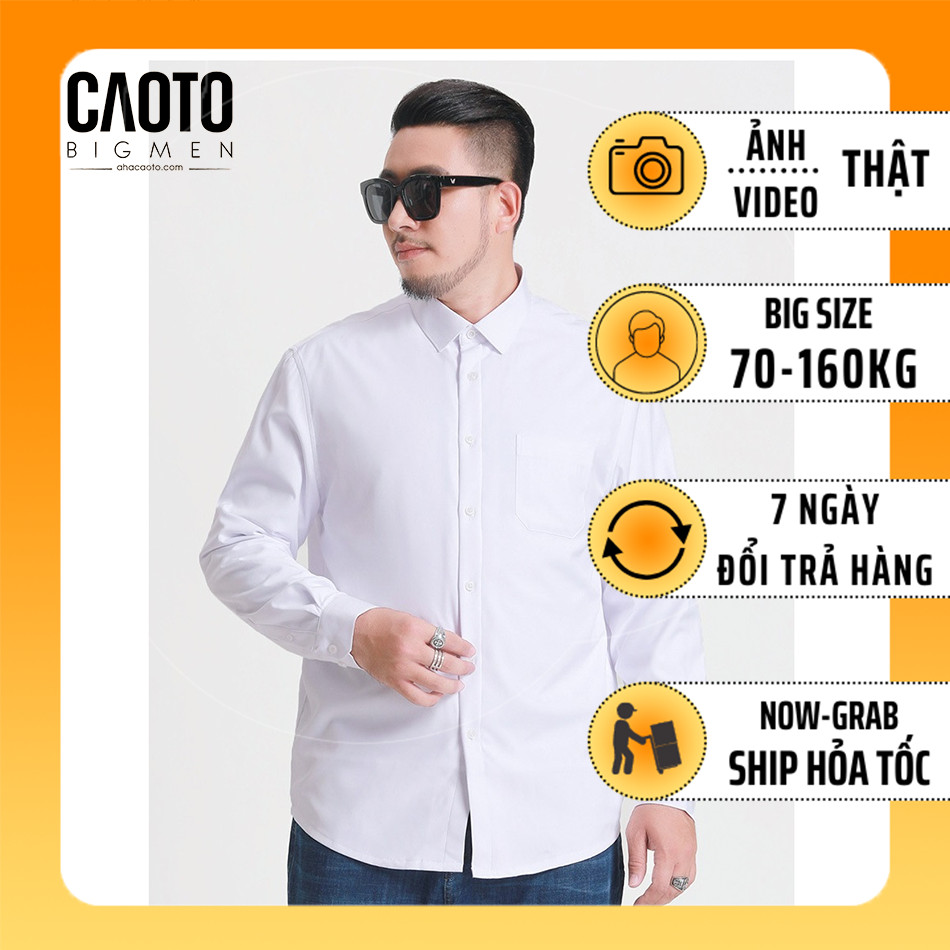 Áo Sơ Mi Tay Dài Nam Size Lớn Màu Trắng Trơn 5Xl, 6Xl, 7Xl, 8Xl, 9Xl, 10Xl
